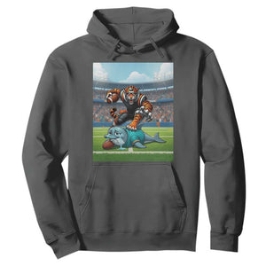 Funny Tiger Dominates Dolphin Hoodie FB Rivalry Gift TS12 Dark Heather Print Your Wear