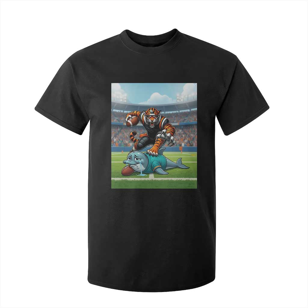 Funny Tiger Dominates Dolphin T Shirt For Kid FB Rivalry Gift TS12 Black Print Your Wear