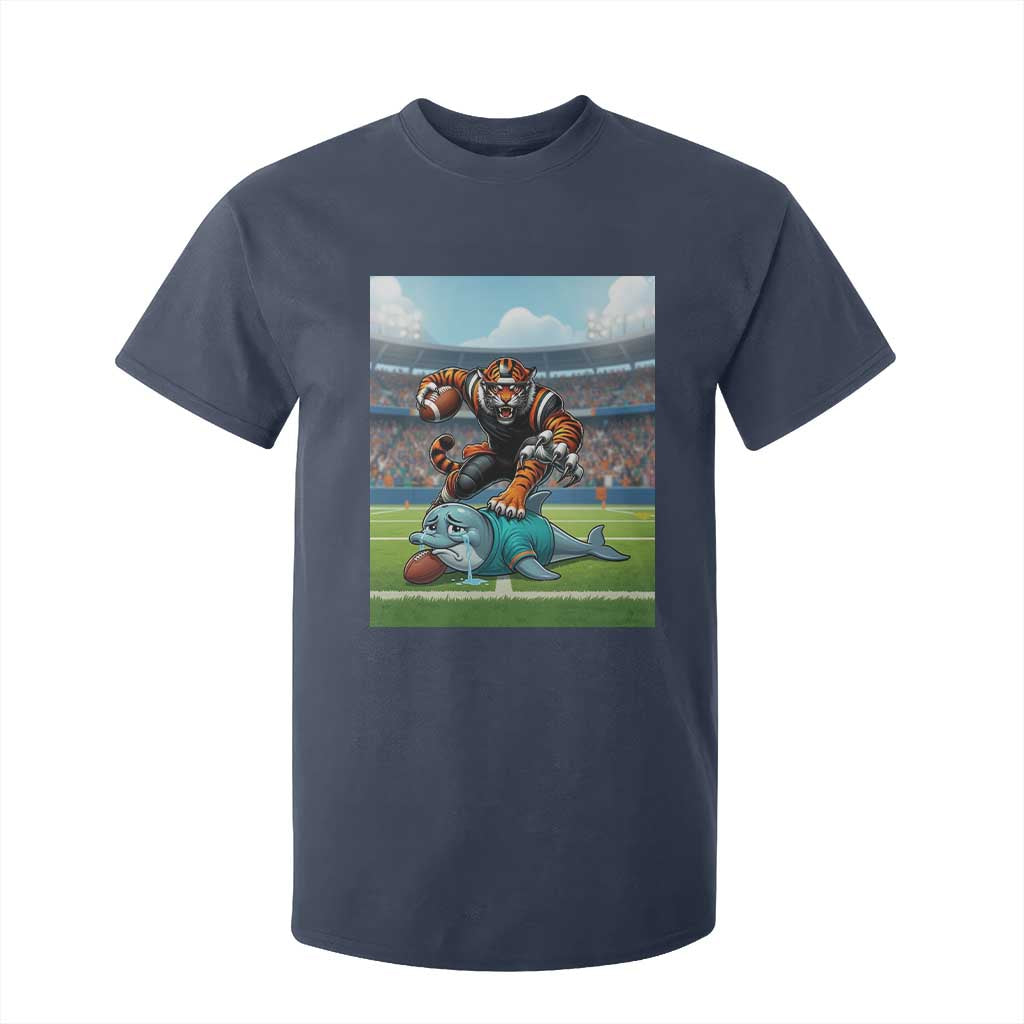 Funny Tiger Dominates Dolphin T Shirt For Kid FB Rivalry Gift TS12 Navy Print Your Wear