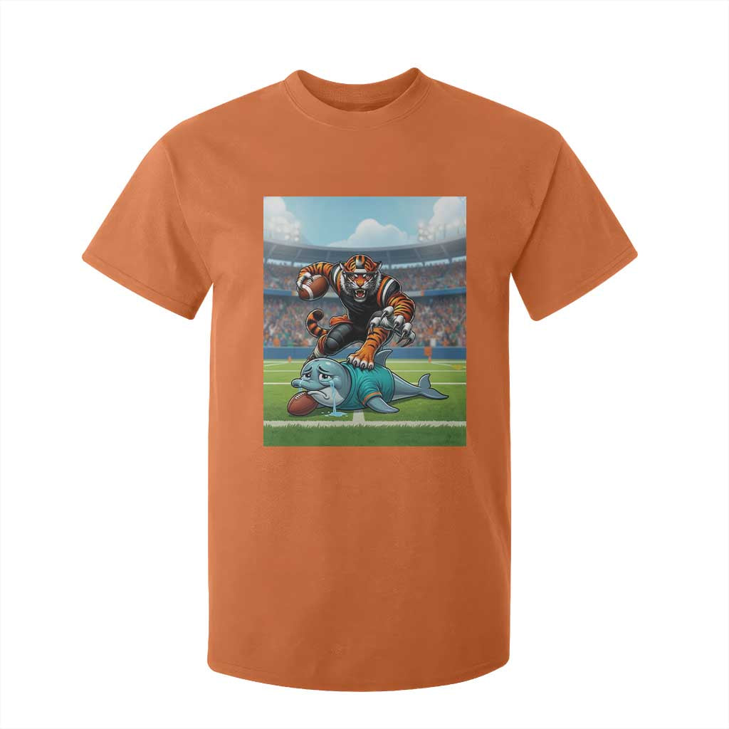 Funny Tiger Dominates Dolphin T Shirt For Kid FB Rivalry Gift TS12 Orange Print Your Wear