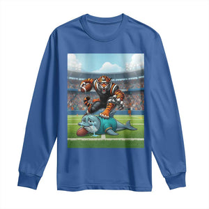 Funny Tiger Dominates Dolphin Long Sleeve Shirt FB Rivalry Gift TS12 Royal Blue Print Your Wear