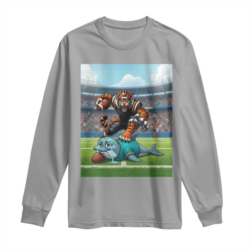 Funny Tiger Dominates Dolphin Long Sleeve Shirt FB Rivalry Gift TS12 Sport Gray Print Your Wear