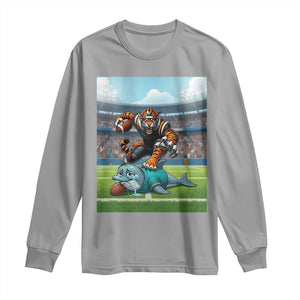 Funny Tiger Dominates Dolphin Long Sleeve Shirt FB Rivalry Gift TS12 Sport Gray Print Your Wear