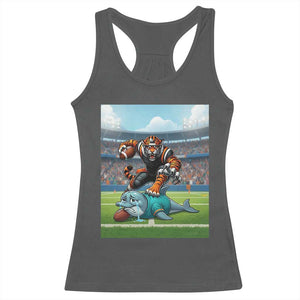Funny Tiger Dominates Dolphin Racerback Tank Top FB Rivalry Gift TS12 Dark Heather Print Your Wear