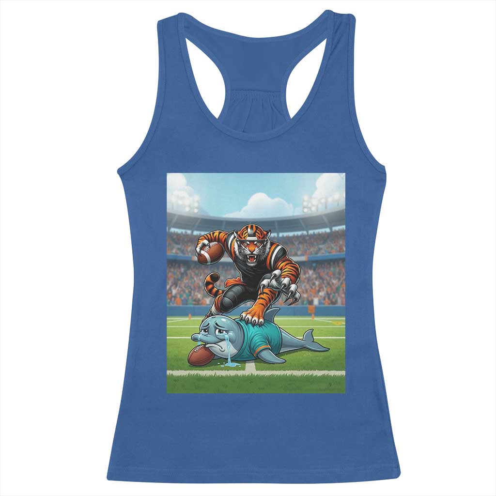 Funny Tiger Dominates Dolphin Racerback Tank Top FB Rivalry Gift TS12 Royal Blue Print Your Wear