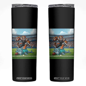 Funny Tiger Dominates Dolphin Skinny Tumbler FB Rivalry Gift TS12 Black Print Your Wear