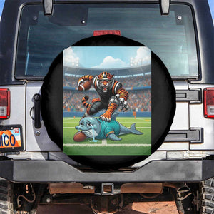 Funny Tiger Dominates Dolphin Spare Tire Cover FB Rivalry Gift TS12 No hole Black Print Your Wear