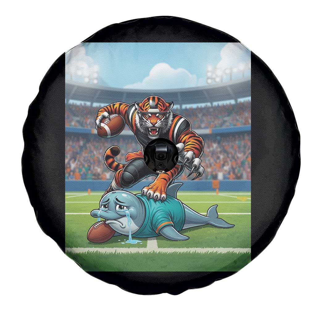 Funny Tiger Dominates Dolphin Spare Tire Cover FB Rivalry Gift TS12 Print Your Wear