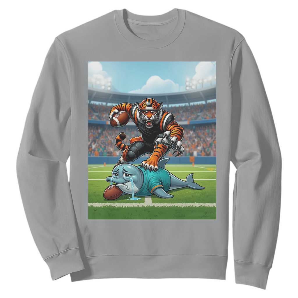 Funny Tiger Dominates Dolphin Sweatshirt FB Rivalry Gift TS12 Sport Gray Print Your Wear