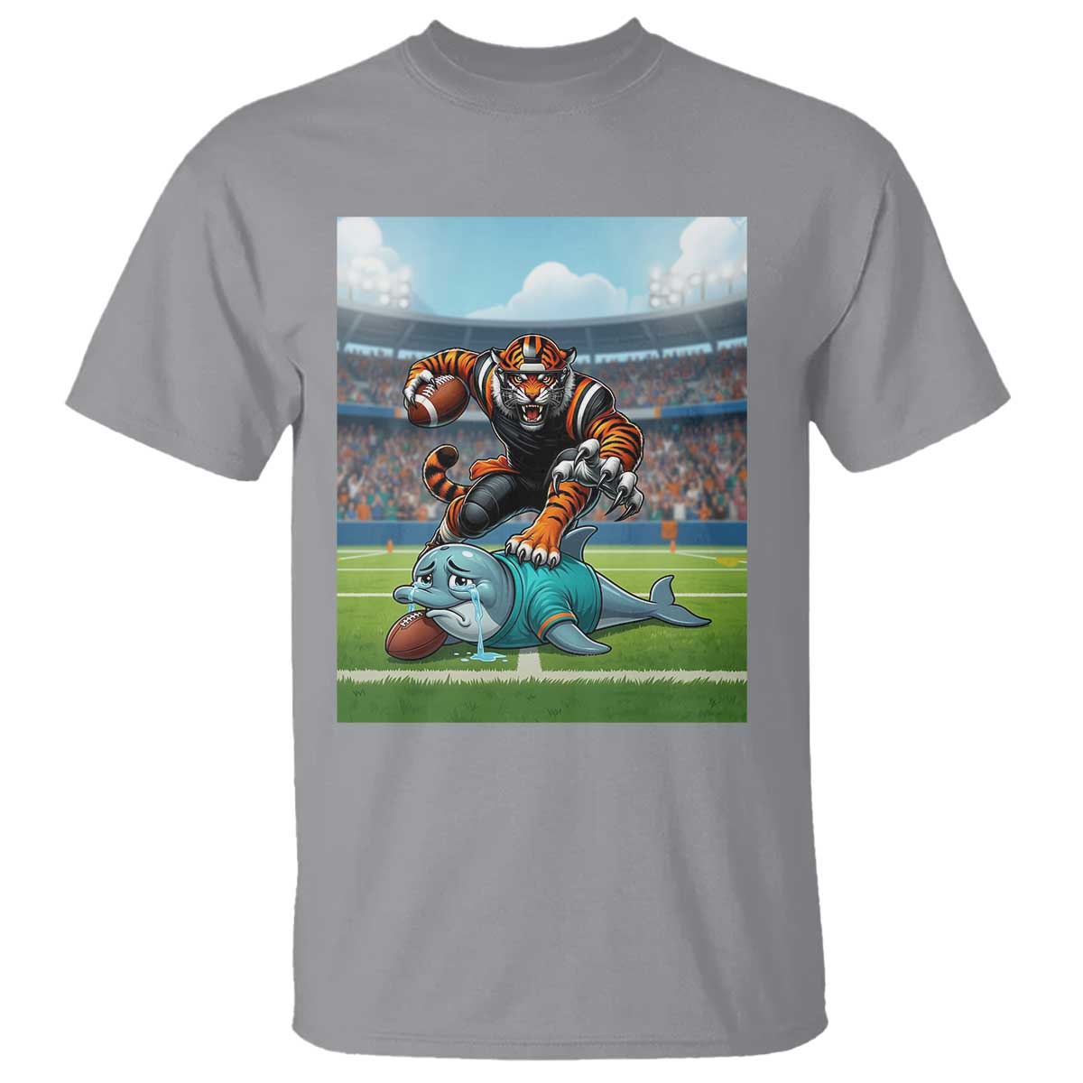 Funny Tiger Dominates Dolphin T Shirt FB Rivalry Gift TS12 Sport Gray Print Your Wear