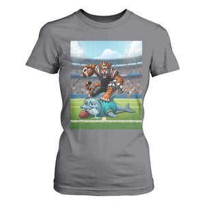 Funny Tiger Dominates Dolphin T Shirt For Women FB Rivalry Gift TS12 Charcoal Print Your Wear