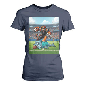Funny Tiger Dominates Dolphin T Shirt For Women FB Rivalry Gift TS12 Navy Print Your Wear