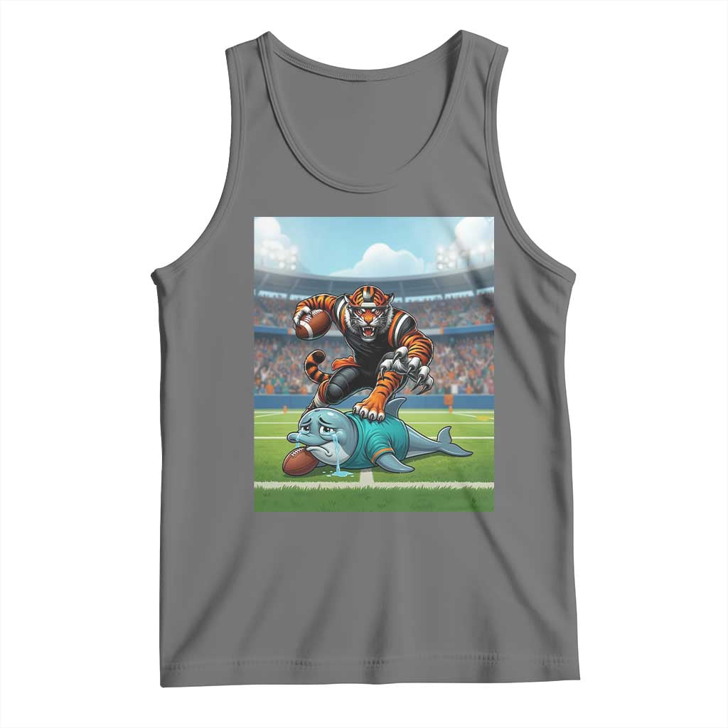 Funny Tiger Dominates Dolphin Tank Top FB Rivalry Gift TS12 Black Heather Print Your Wear
