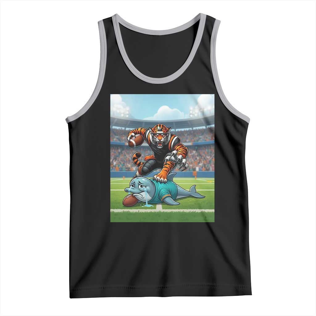 Funny Tiger Dominates Dolphin Tank Top FB Rivalry Gift TS12 Black Athletic Heather Print Your Wear