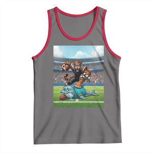 Funny Tiger Dominates Dolphin Tank Top FB Rivalry Gift TS12 Deep Heather Red Print Your Wear