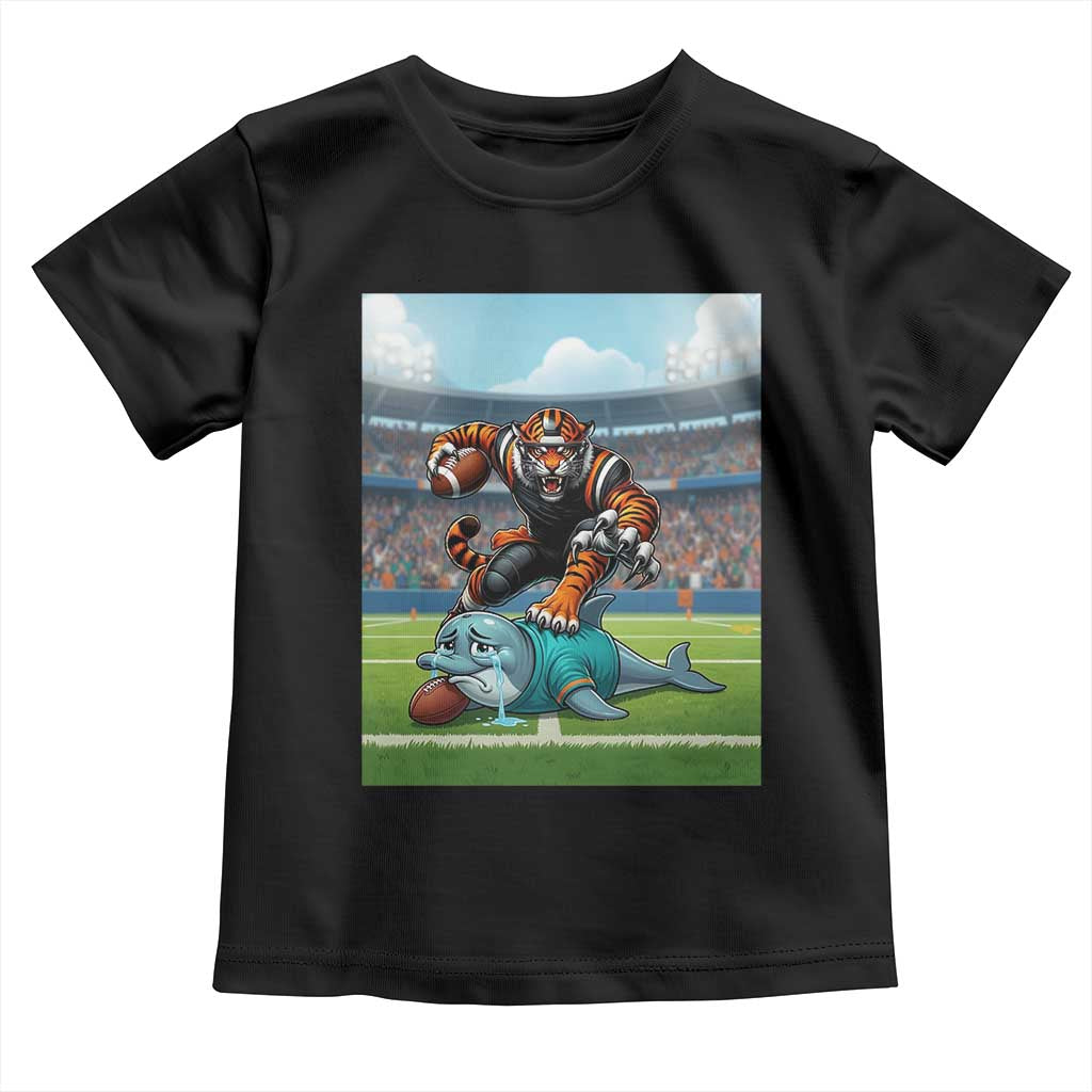 Funny Tiger Dominates Dolphin Toddler T Shirt FB Rivalry Gift TS12 Black Print Your Wear