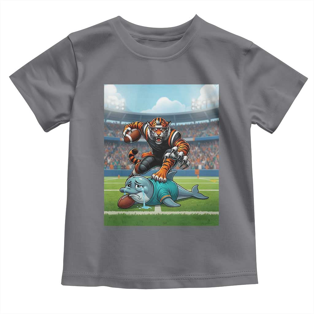 Funny Tiger Dominates Dolphin Toddler T Shirt FB Rivalry Gift TS12 Charcoal Print Your Wear