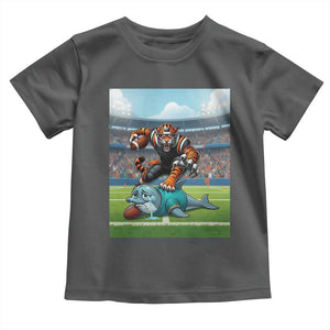 Funny Tiger Dominates Dolphin Toddler T Shirt FB Rivalry Gift TS12 Dark Heather Print Your Wear