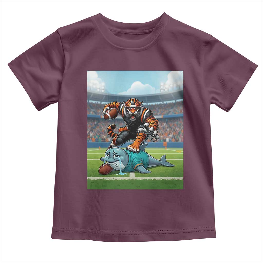 Funny Tiger Dominates Dolphin Toddler T Shirt FB Rivalry Gift TS12 Maroon Print Your Wear