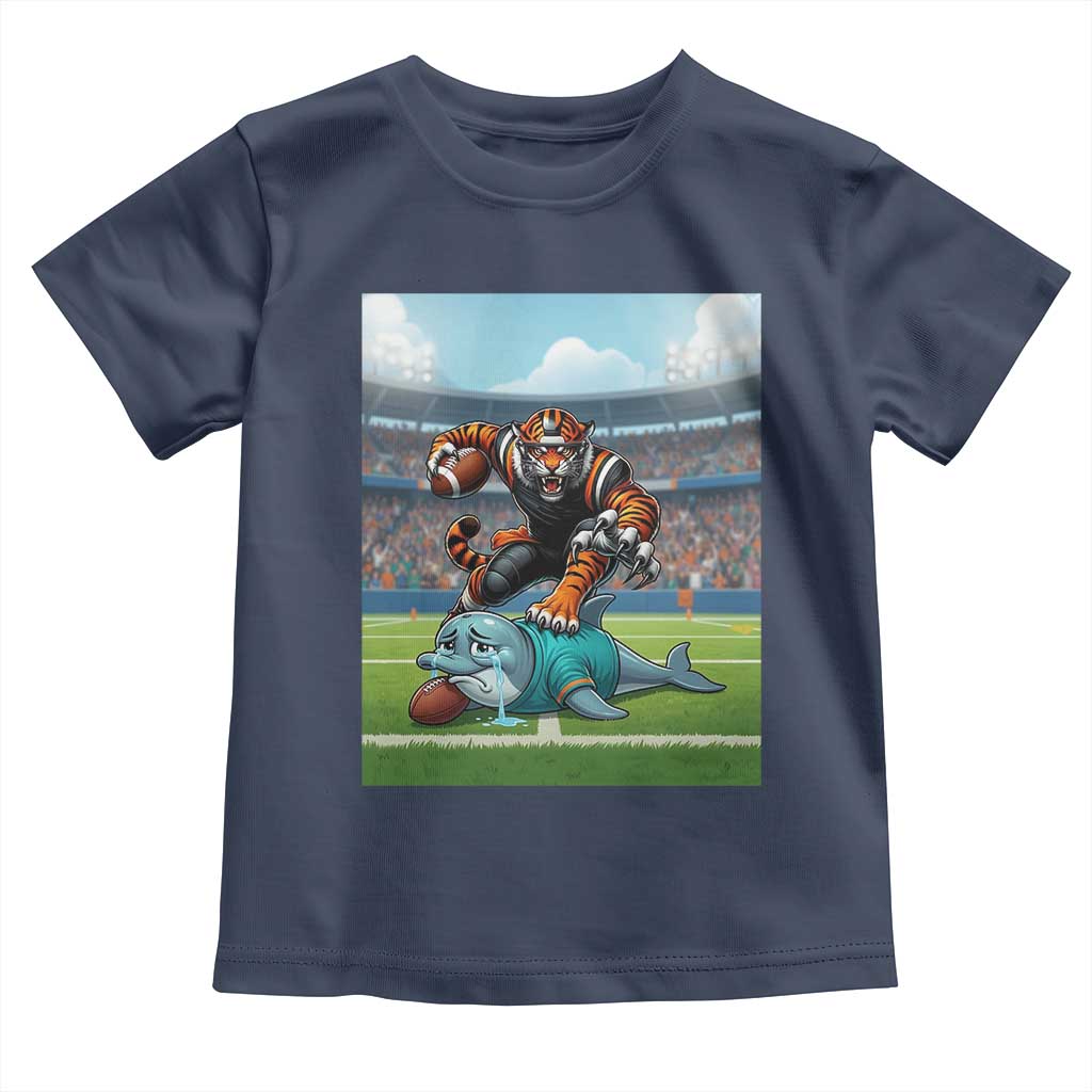 Funny Tiger Dominates Dolphin Toddler T Shirt FB Rivalry Gift TS12 Navy Print Your Wear