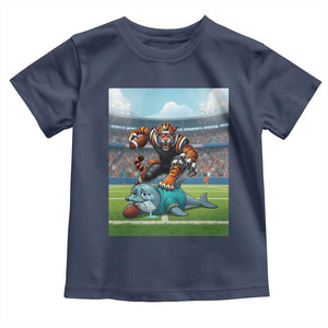 Funny Tiger Dominates Dolphin Toddler T Shirt FB Rivalry Gift TS12 Navy Print Your Wear