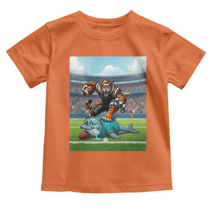 Funny Tiger Dominates Dolphin Toddler T Shirt FB Rivalry Gift TS12 Orange Print Your Wear