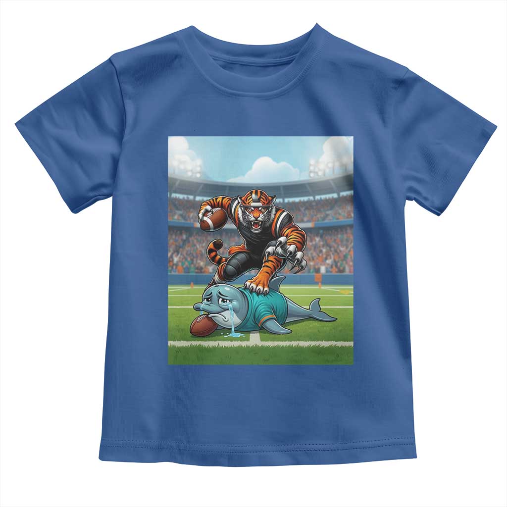 Funny Tiger Dominates Dolphin Toddler T Shirt FB Rivalry Gift TS12 Royal Blue Print Your Wear