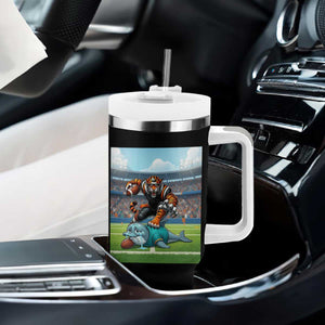 Funny Tiger Dominates Dolphin Tumbler With Handle FB Rivalry Gift TS12 Print Your Wear