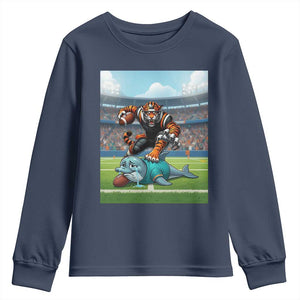 Funny Tiger Dominates Dolphin Youth Sweatshirt FB Rivalry Gift TS12 Navy Print Your Wear