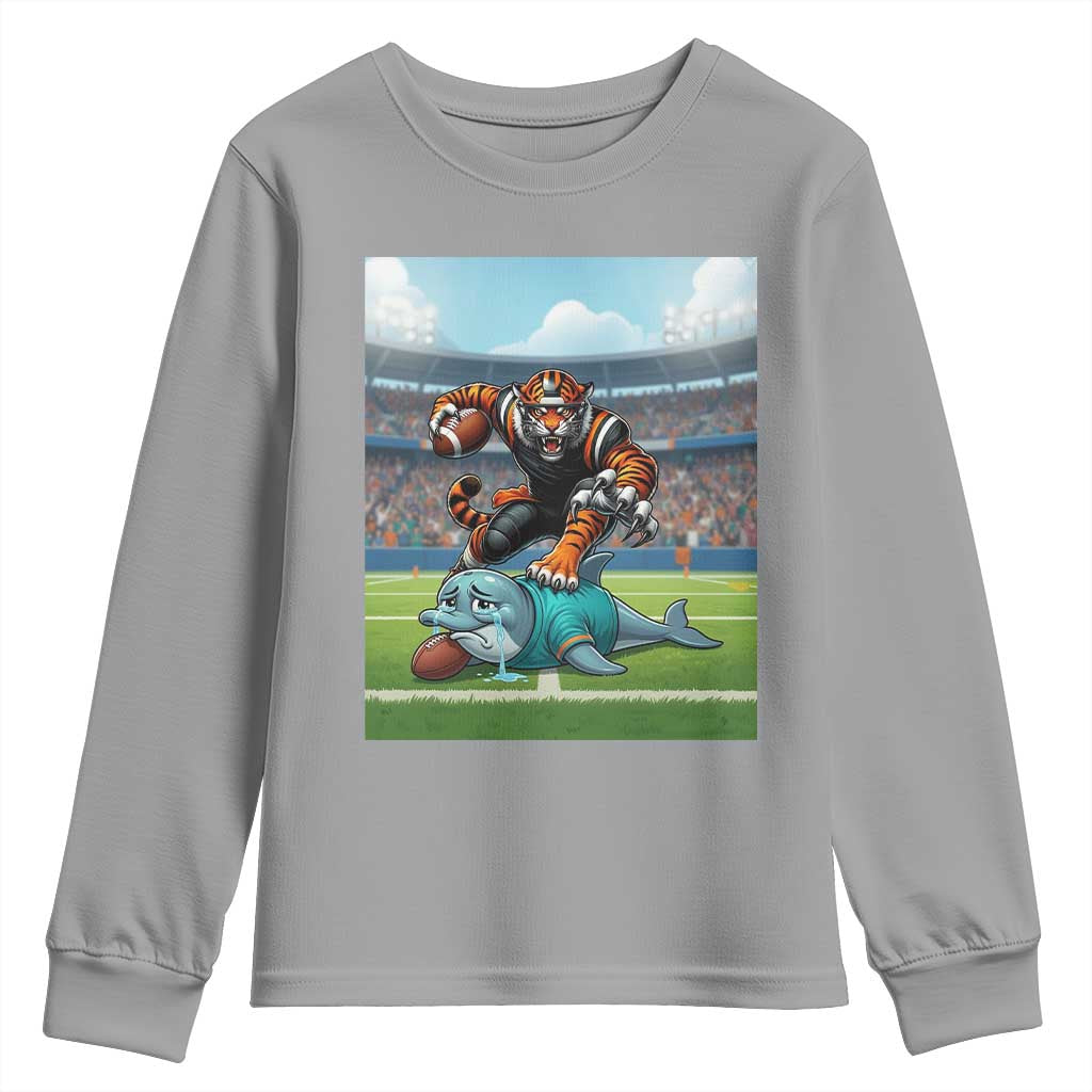 Funny Tiger Dominates Dolphin Youth Sweatshirt FB Rivalry Gift TS12 Sport Gray Print Your Wear