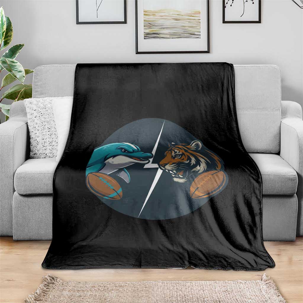 Funny Tiger Vs Dolphin Rivalry Throw Blanket Gift For FB Hardcore Fan TS12 Print Your Wear