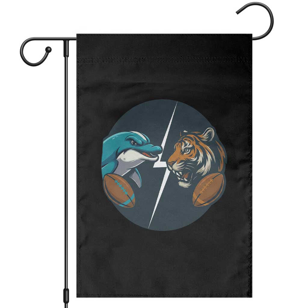Funny Tiger Vs Dolphin Rivalry Garden Flag Gift For FB Hardcore Fan TS12 Black Print Your Wear