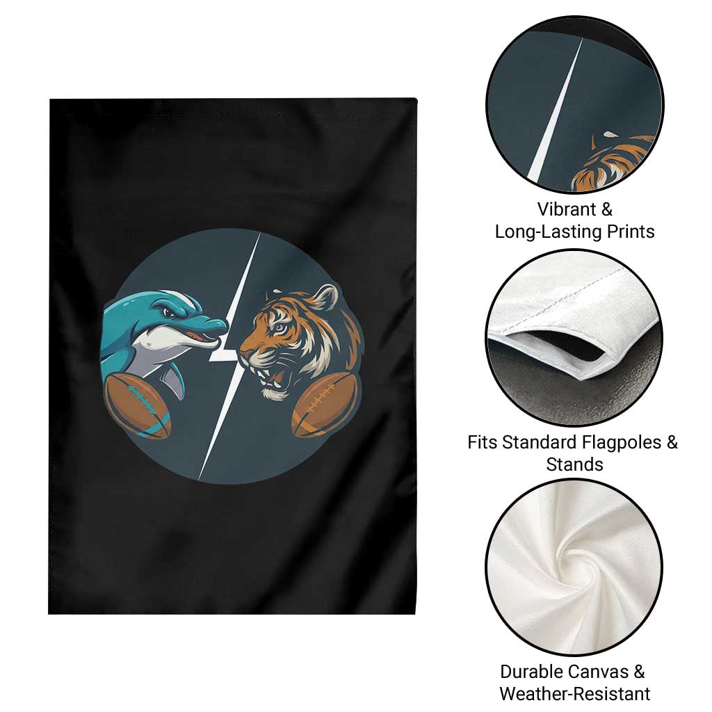 Funny Tiger Vs Dolphin Rivalry Garden Flag Gift For FB Hardcore Fan TS12 Print Your Wear