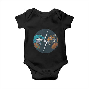 Funny Tiger Vs Dolphin Rivalry Baby Onesie Gift For FB Hardcore Fan TS12 Black Print Your Wear