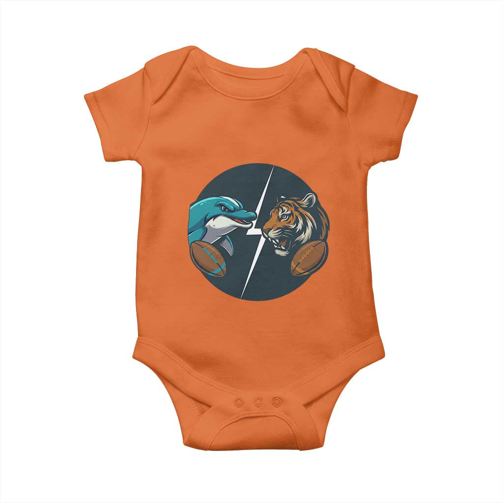 Funny Tiger Vs Dolphin Rivalry Baby Onesie Gift For FB Hardcore Fan TS12 Orange Print Your Wear