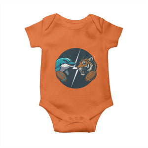 Funny Tiger Vs Dolphin Rivalry Baby Onesie Gift For FB Hardcore Fan TS12 Orange Print Your Wear