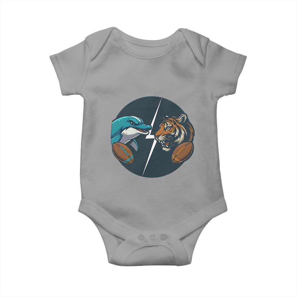 Funny Tiger Vs Dolphin Rivalry Baby Onesie Gift For FB Hardcore Fan TS12 Sport Gray Print Your Wear