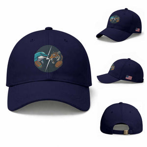 Funny Tiger Vs Dolphin Rivalry Baseball Cap Gift For FB Hardcore Fan TS12 Baseball Cap Universal Fit Dark Blue Print Your Wear