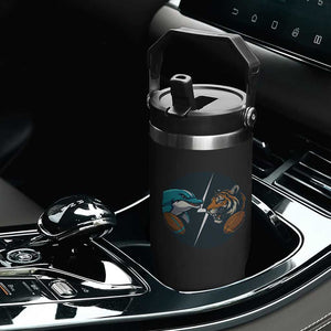 Funny Tiger Vs Dolphin Rivalry Flip Straw Tumbler Gift For FB Hardcore Fan TS12 Print Your Wear