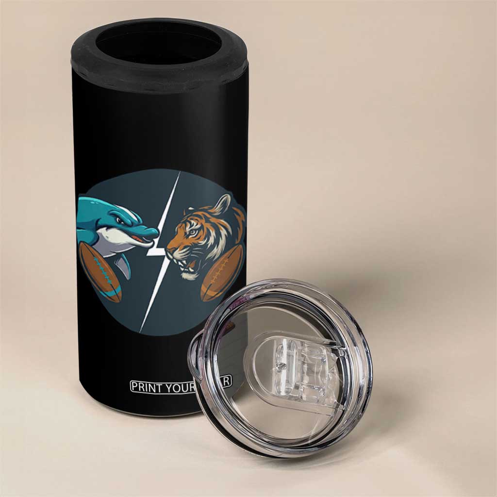 Funny Tiger Vs Dolphin Rivalry 4 in 1 Can Cooler Tumbler Gift For FB Hardcore Fan TS12 Print Your Wear