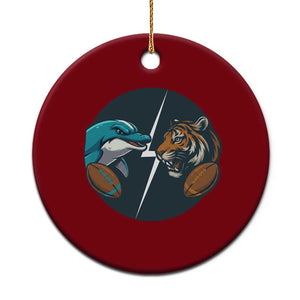 Funny Tiger Vs Dolphin Rivalry Ceramic Ornament Gift For FB Hardcore Fan TS12 1pc Red Print Your Wear