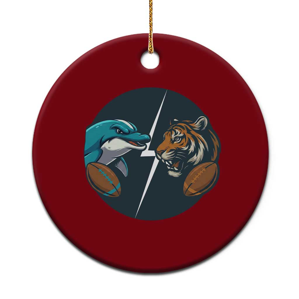 Funny Tiger Vs Dolphin Rivalry Ceramic Ornament Gift For FB Hardcore Fan TS12 1pc Red Print Your Wear