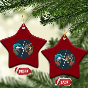 Funny Tiger Vs Dolphin Rivalry Ceramic Ornament Gift For FB Hardcore Fan TS12 Print Your Wear