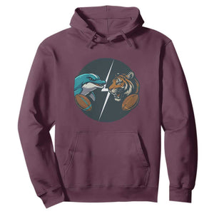 Funny Tiger Vs Dolphin Rivalry Hoodie Gift For FB Hardcore Fan TS12 Maroon Print Your Wear