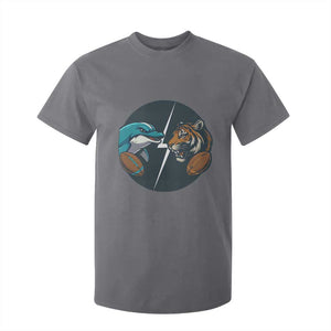 Funny Tiger Vs Dolphin Rivalry T Shirt For Kid Gift For FB Hardcore Fan TS12 Charcoal Print Your Wear