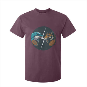 Funny Tiger Vs Dolphin Rivalry T Shirt For Kid Gift For FB Hardcore Fan TS12 Maroon Print Your Wear