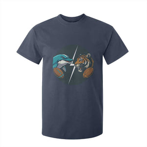 Funny Tiger Vs Dolphin Rivalry T Shirt For Kid Gift For FB Hardcore Fan TS12 Navy Print Your Wear
