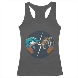 Funny Tiger Vs Dolphin Rivalry Racerback Tank Top Gift For FB Hardcore Fan TS12 Dark Heather Print Your Wear