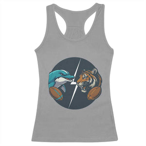 Funny Tiger Vs Dolphin Rivalry Racerback Tank Top Gift For FB Hardcore Fan TS12 Sport Gray Print Your Wear