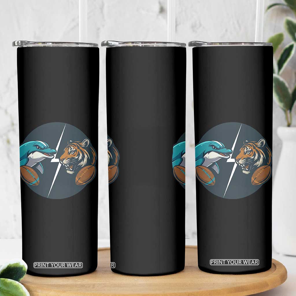 Funny Tiger Vs Dolphin Rivalry Skinny Tumbler Gift For FB Hardcore Fan TS12 Print Your Wear